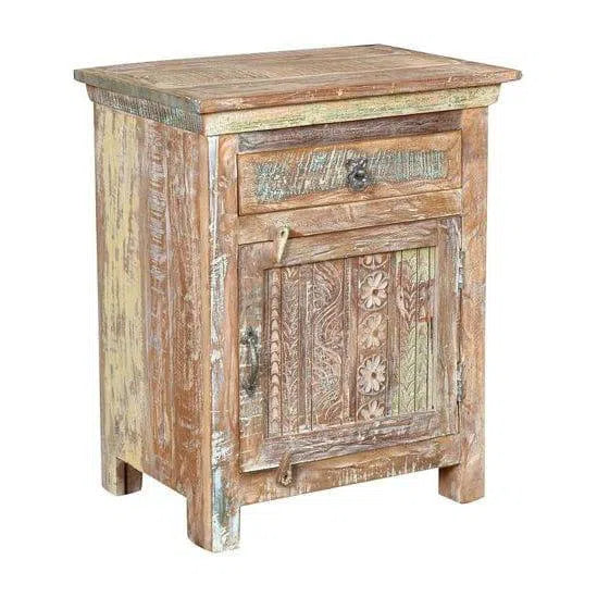 Terri 24 inches White Carved Nightstand (Right) Nightstands LOOMLAN By LOOMLAN