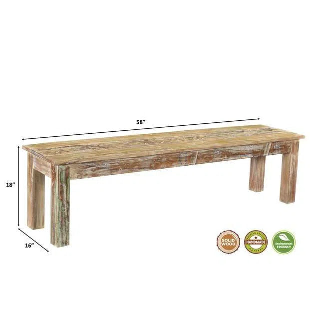 Terri 58 inches White Dining Bench Dining Benches LOOMLAN By LOOMLAN