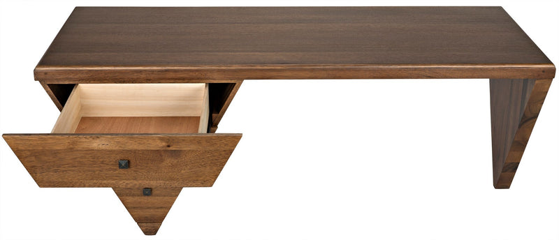 Tetramo Wood Brown Desk-Home Office Desks-Noir-LOOMLAN