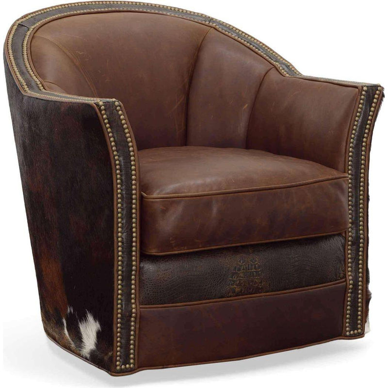 Texas Love Leather on Hide Western Swivel Club Chair