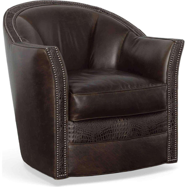 Texas Love Leather on Hide Western Swivel Club Chair-Club Chairs-Uptown Sebastian-LOOMLAN