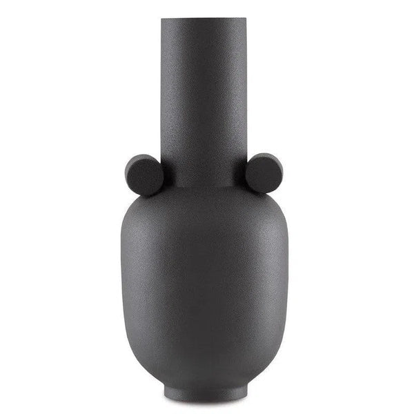 Textured Black Happy 40 Long Black Vase Vases & Jars LOOMLAN By Currey & Co