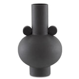 Textured Black Happy 40 Round Black Vase Vases & Jars LOOMLAN By Currey & Co