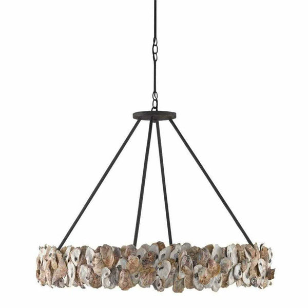Textured Bronze Natural Oyster Chandelier Chandeliers LOOMLAN By Currey & Co