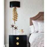 Textured Gold Leaf Satin Black Birdwood Wall Sconce