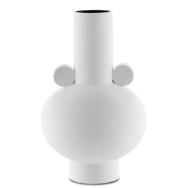 Textured White Happy 40 Round White Vase Vases & Jars LOOMLAN By Currey & Co