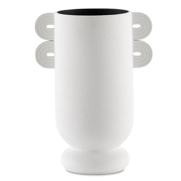 Textured White Happy 40 Straight White Vase Vases & Jars LOOMLAN By Currey & Co