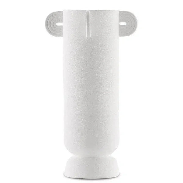 Textured White Happy 40 Tube White Vase - LOOMLAN - Currey & Co - Vases & Jars