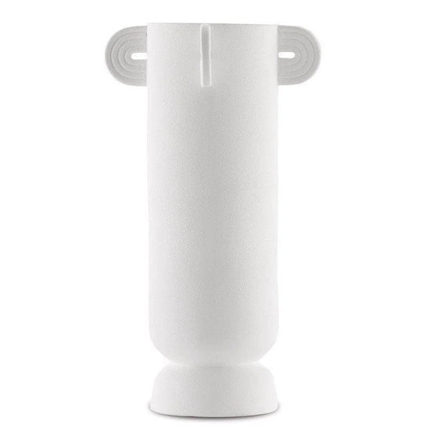 Textured White Happy 40 Tube White Vase Vases & Jars LOOMLAN By Currey & Co