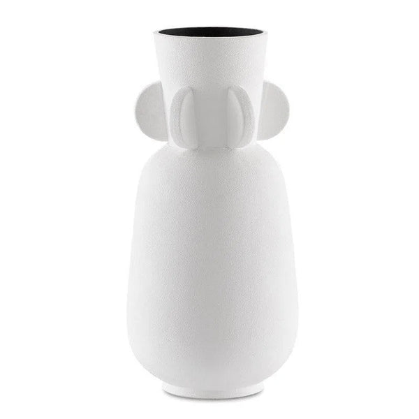 Textured White Happy 40 Wings White Vase Vases & Jars LOOMLAN By Currey & Co