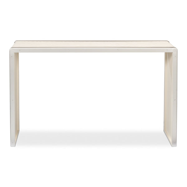 Textures Console Table White with Silver Accents-Console Tables-Sarreid-LOOMLAN