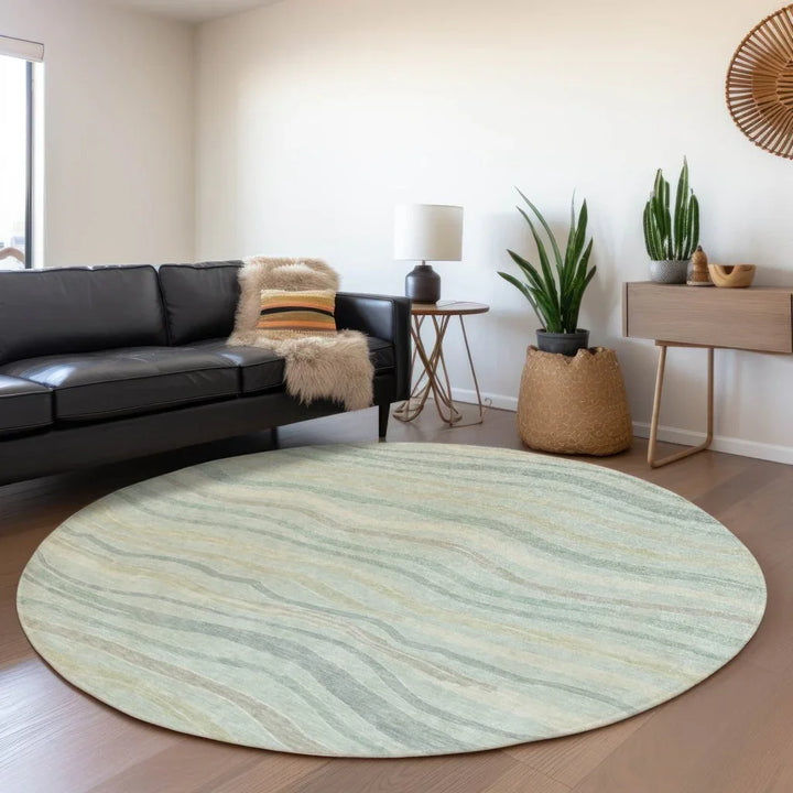 Thalvyn Green Washable Indoor - Outdoor Rug - LOOMLAN - LOOMLAN Rugs - Outdoor Rugs