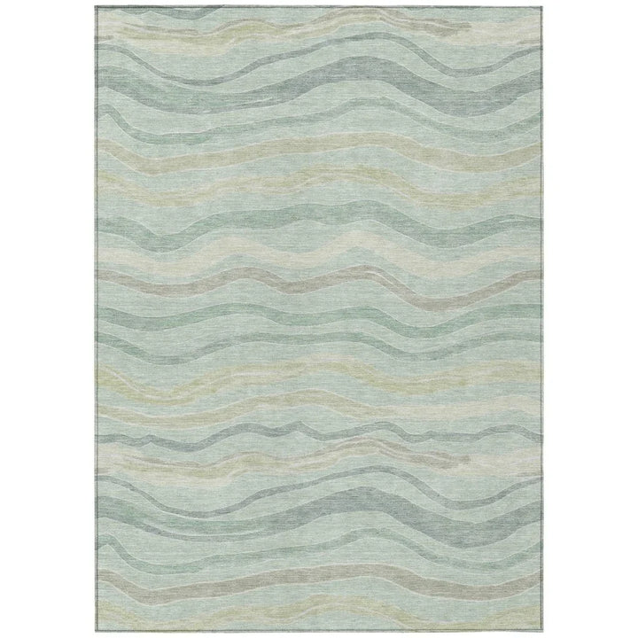 Thalvyn Green Washable Indoor - Outdoor Rug - LOOMLAN - LOOMLAN Rugs - Outdoor Rugs