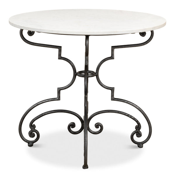 The French Iron And Marble Round Bistro Table-Dining Tables-Sarreid-LOOMLAN
