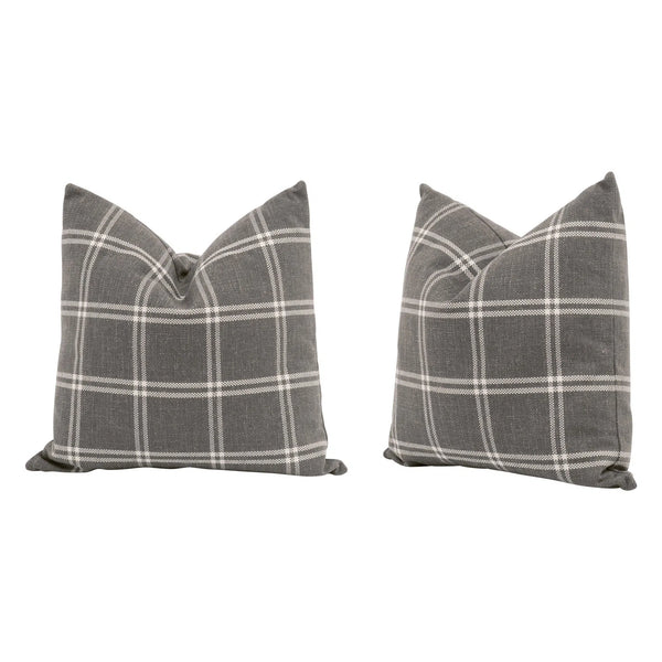 Essential Grey Checkered Performance Throw Pillow With Insert - Set of 2