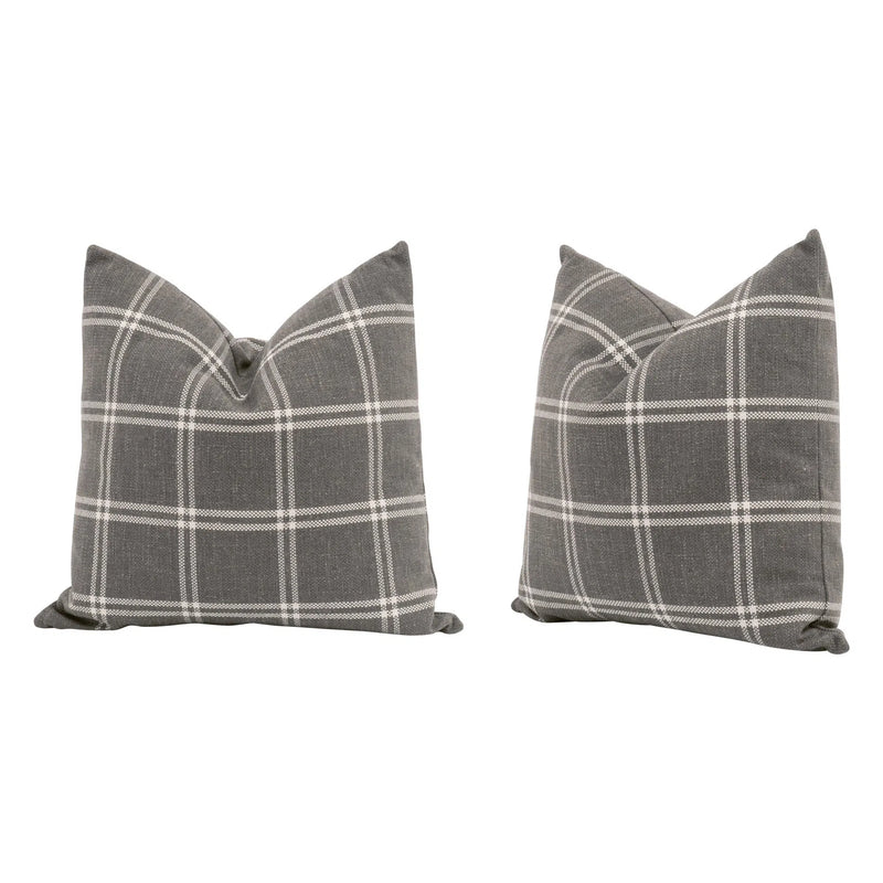 Essential Grey Checkered Performance Throw Pillow With Insert - Set of 2