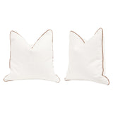 Leather Piping Throw Pillow With Insert - Set of 2