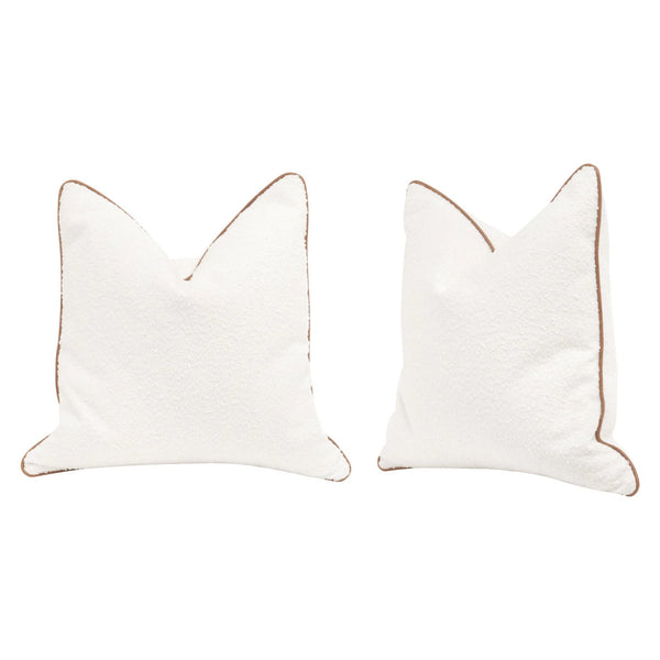 Leather Piping Throw Pillow With Insert - Set of 2