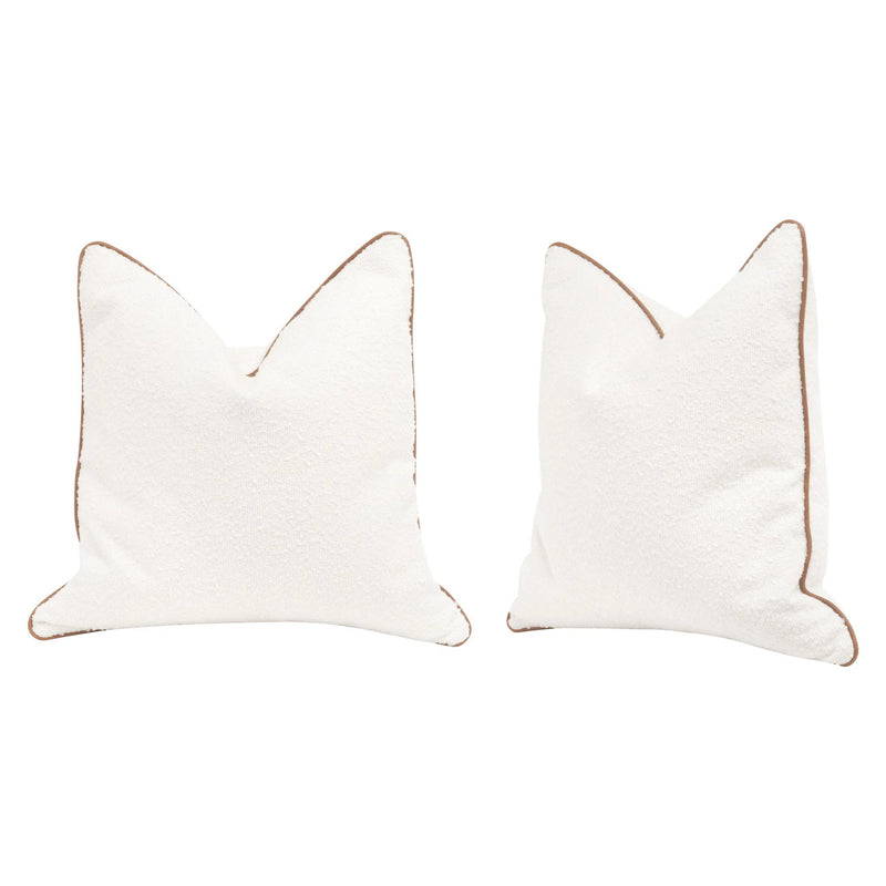 Leather Piping Throw Pillow With Insert - Set of 2