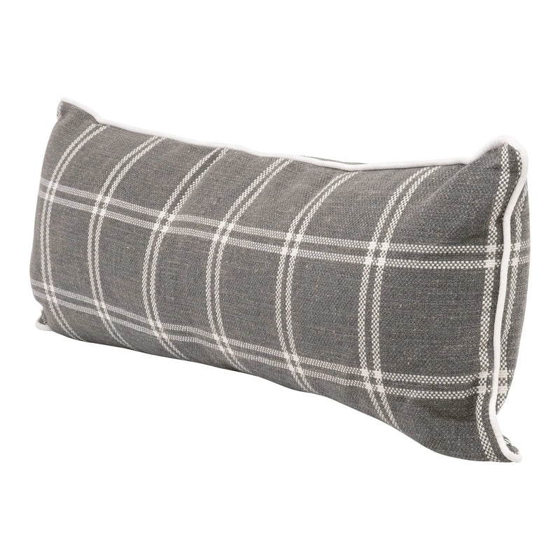 Essential Grey Checkered Lumbar Performance Throw Pillow With Insert - Set of 2