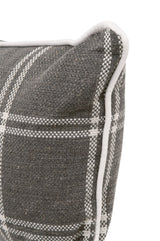 Essential Grey Checkered Lumbar Performance Throw Pillow With Insert - Set of 2