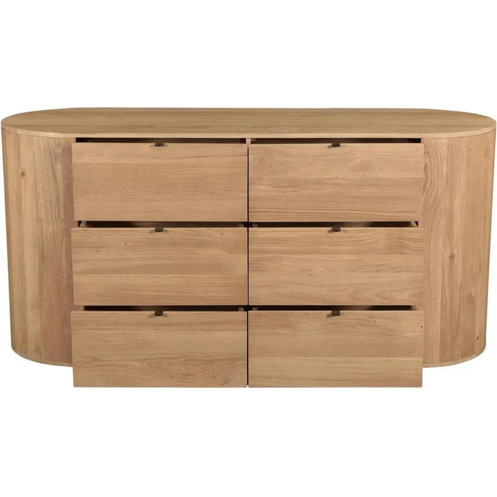 Theo Wood Brown 6 Drawer Dresser - LOOMLAN - Moe's Home - Dressers
