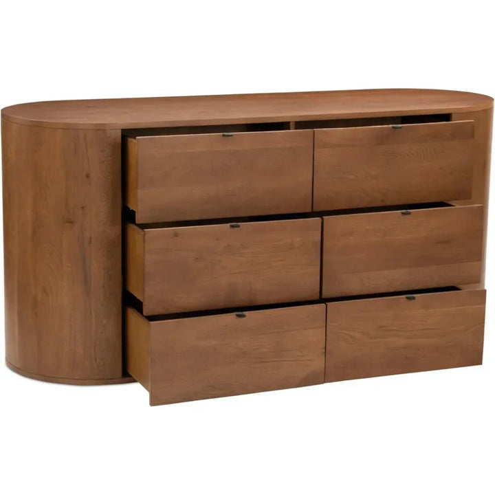 Theo Wood Brown 6 Drawer Dresser - LOOMLAN - Moe's Home - Dressers