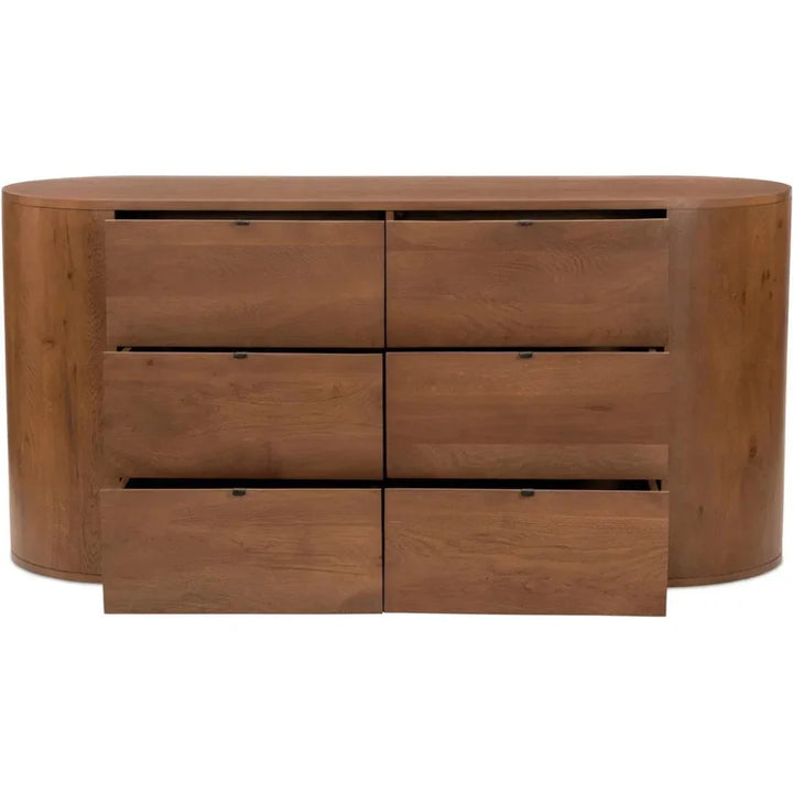 Theo Wood Brown 6 Drawer Dresser - LOOMLAN - Moe's Home - Dressers