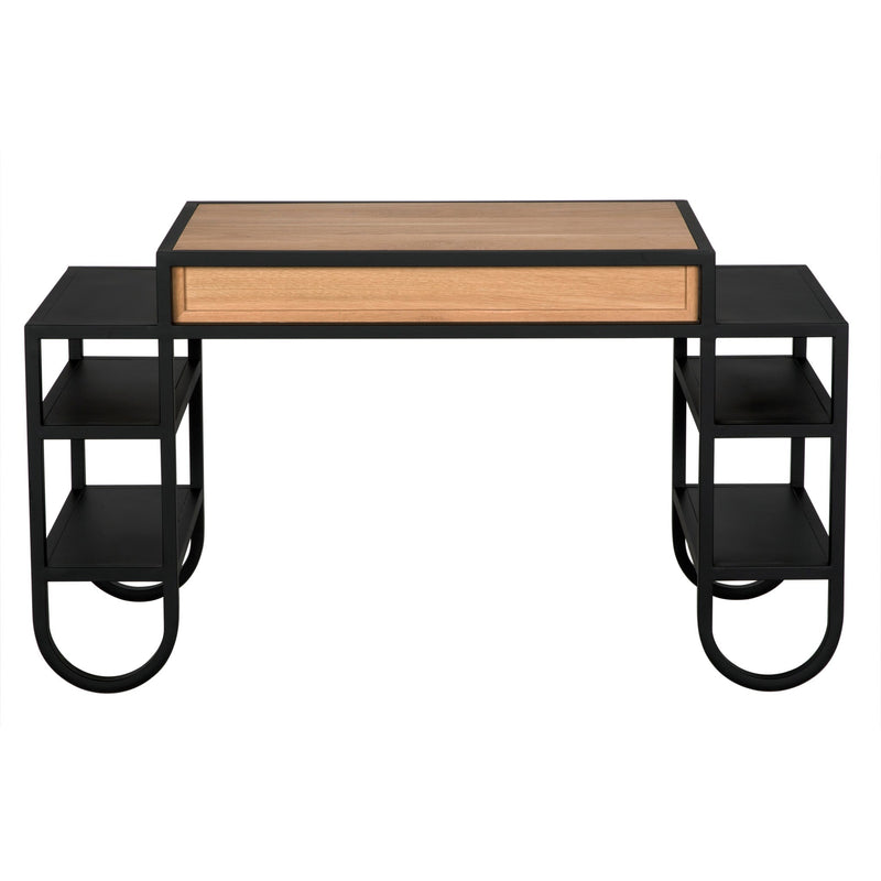 Thomson Wood and Steel Desk-Home Office Desks-Noir-LOOMLAN