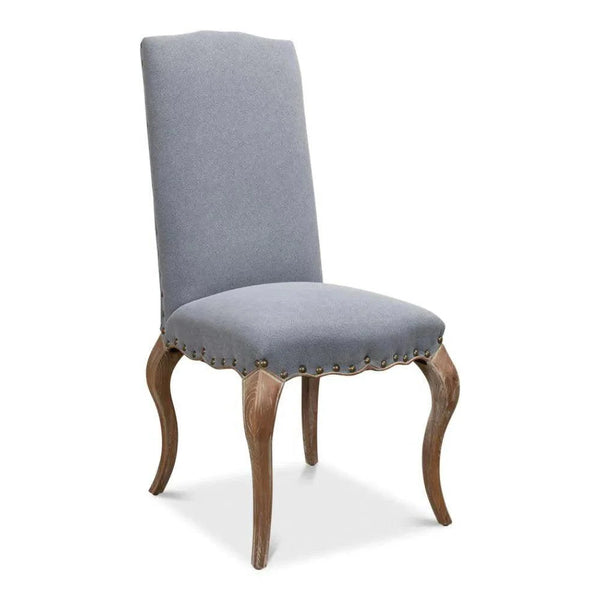 Thorne Linen Armless Dining Chair 2PC-Dining Chairs-Sarreid-Blue-LOOMLAN