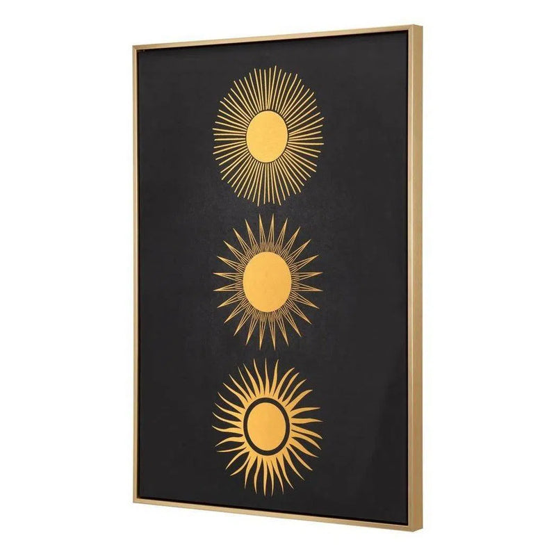Three Suns Canvas Wall Art Gold & Black Artwork LOOMLAN By Zuo Modern