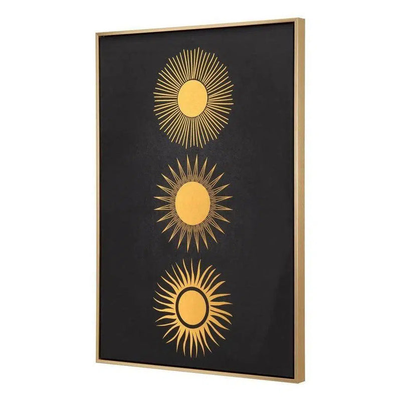 Three Suns Canvas Wall Art Gold & Black