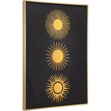 Three Suns Canvas Wall Art Gold & Black