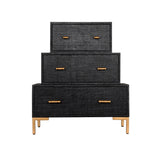 Three Tiered Wood Coverd Black Chest-Chests-Chelsea House-LOOMLAN