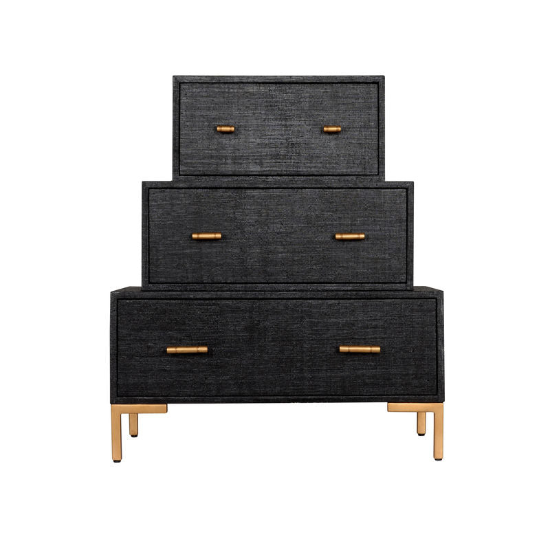 Three Tiered Wood Coverd Black Chest-Chests-Chelsea House-LOOMLAN