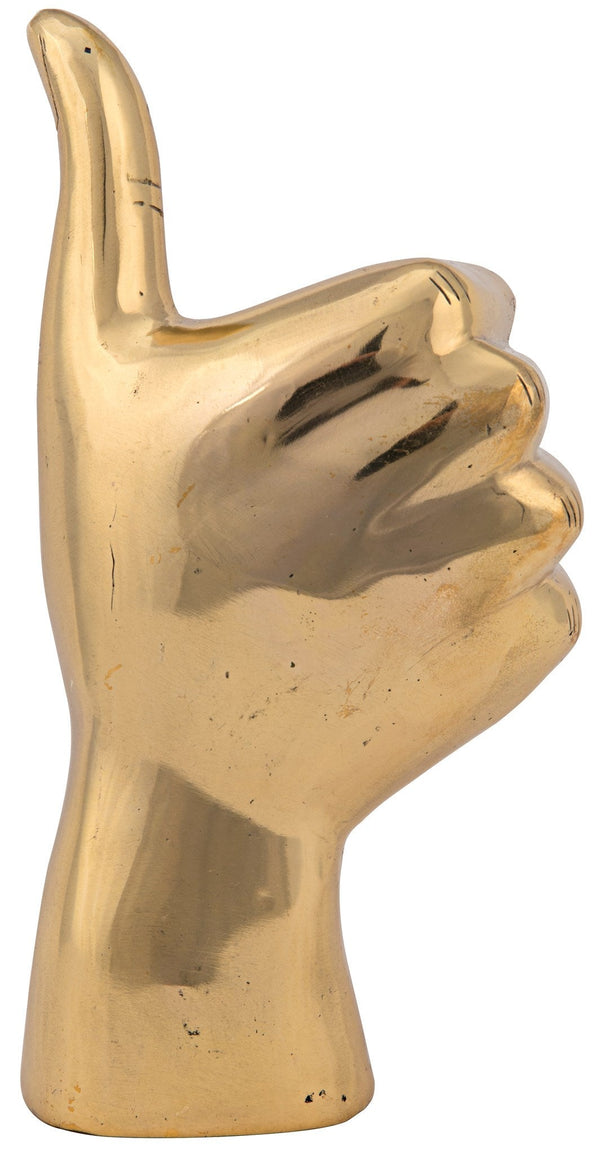 Thumbs Up Antique Brass Sculpture-Statues & Sculptures-Noir-LOOMLAN