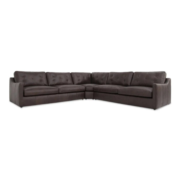 Thurlow Brown Leather Corner Sectional - LOOMLAN - Moe's Home - Sectionals