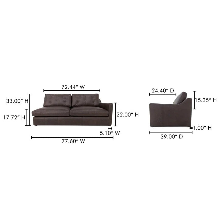 Thurlow Top Grain Leather Sofa - LOOMLAN - Moe's Home - Sofas & Loveseats