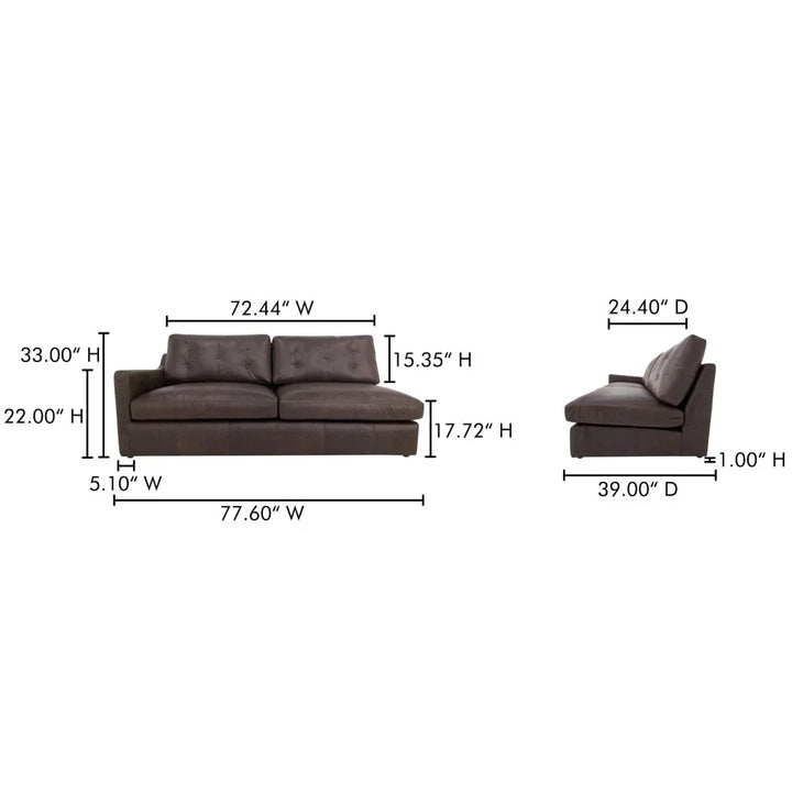 Thurlow Top Grain Leather Sofa - LOOMLAN - Moe's Home - Sofas & Loveseats