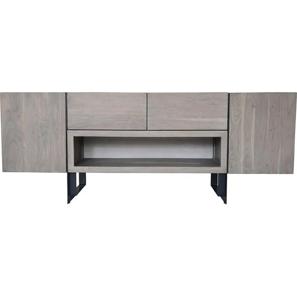 Tiburon Solid& Iron Grey Media Cabinet-TV Stands & Media Centers-Moe's Home-LOOMLAN