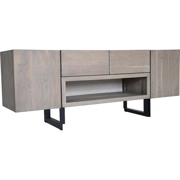 Tiburon Solid& Iron Grey Media Cabinet-TV Stands & Media Centers-Moe's Home-LOOMLAN