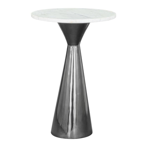 Tim White Marble Top Round Side Table