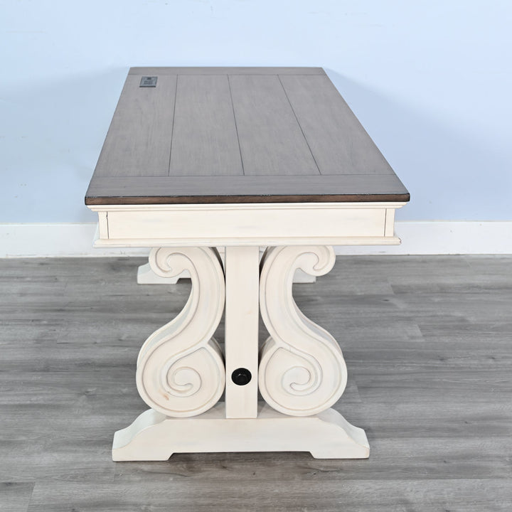 Timberline Three Drawers Wood Desk with Power Strip-Home Office Desks-Sunny D-LOOMLAN