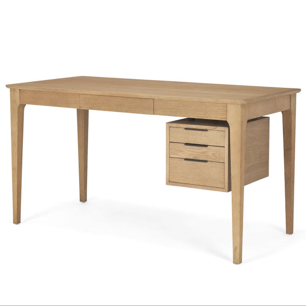 Tino Four Drawers Wood Desk-Home Office Desks-Mercana-LOOMLAN