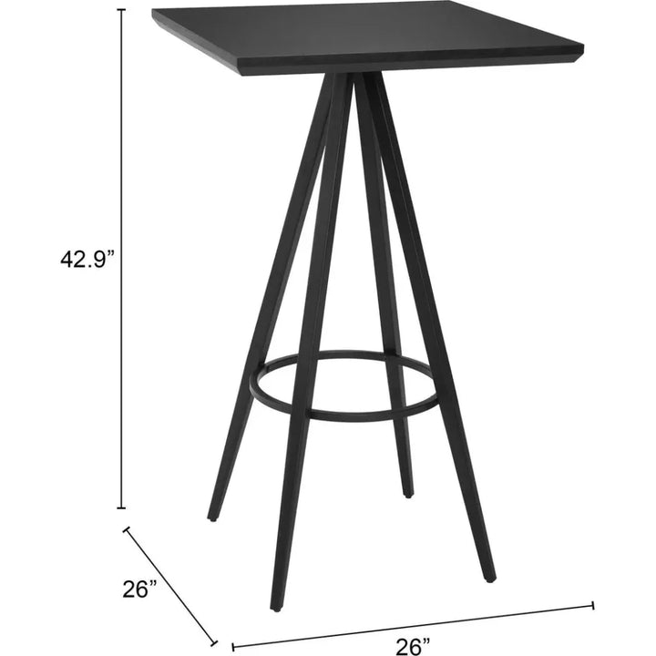 Tinos Wood and Steel Black Square Bar Table - LOOMLAN - Zuo Modern - Bar Tables