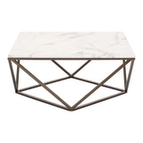 Tintern Coffee Table White & Antique Brass Coffee Tables LOOMLAN By Zuo Modern
