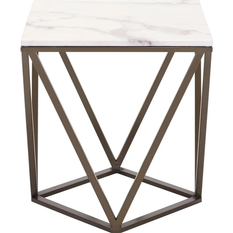 Tintern End Table White & Antique Brass