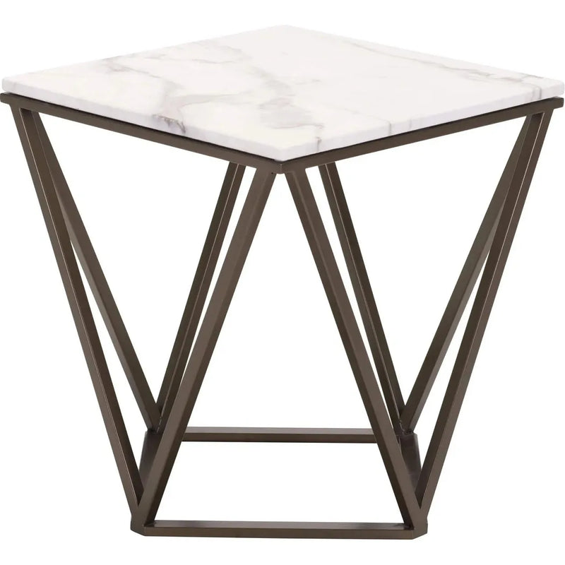 Tintern End Table White & Antique Brass