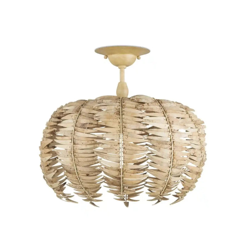 Tiptur Coco Shell Semi-Flush Mount-Flush Mounts-Currey & Co-LOOMLAN