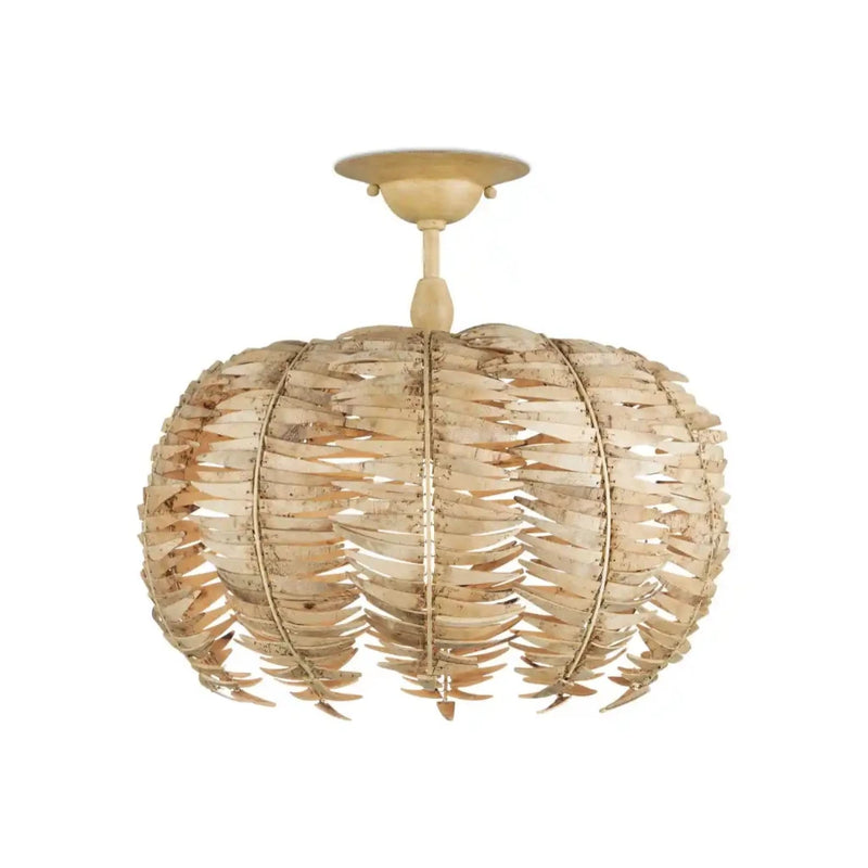 Tiptur Coco Shell Semi-Flush Mount-Flush Mounts-Currey & Co-LOOMLAN